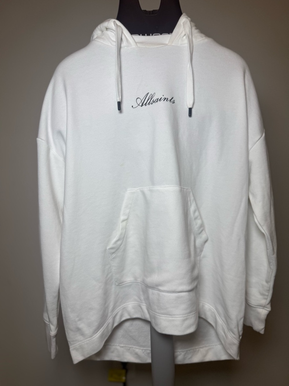 All Saints Oversized White Script Logo Hoodie - Women's Pullover - Picture 3 of 14